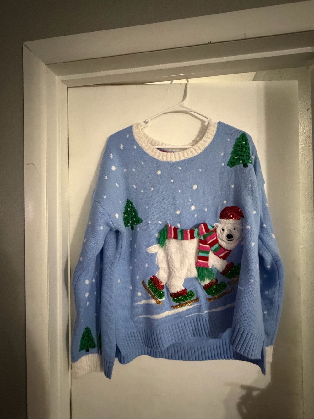 Cozy Light Blue Polar Bear Holiday Sweater